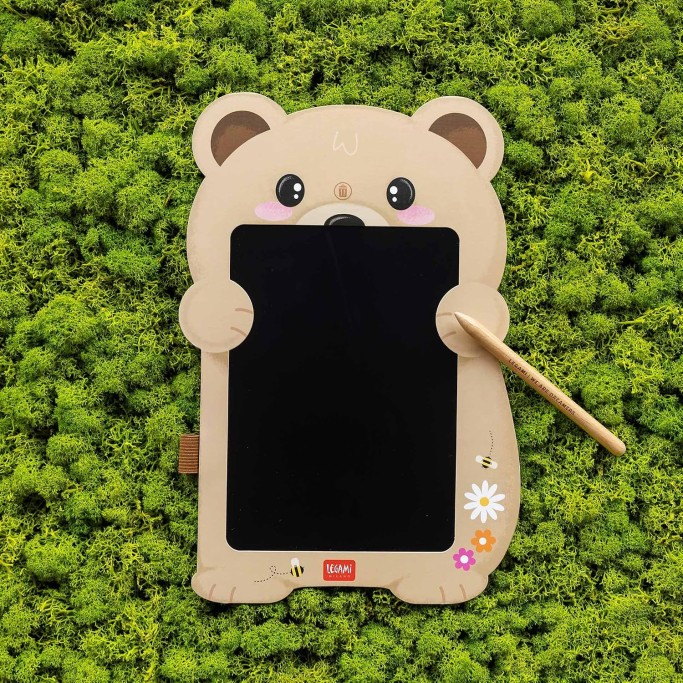 Legami, Lavagna Teddy Bear, Orso, portatile LCD in Cartone, 1 Matita, Tratto Multicolore