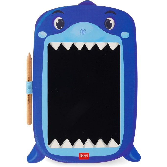 Legami, Lavagna shark, squalo portatile LCD in Cartone, 1 Matita, Tratto Multicolore
