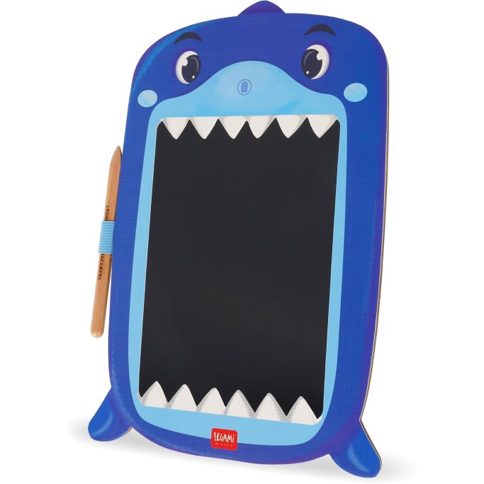 Legami, Lavagna shark, squalo portatile LCD in Cartone, 1 Matita, Tratto Multicolore