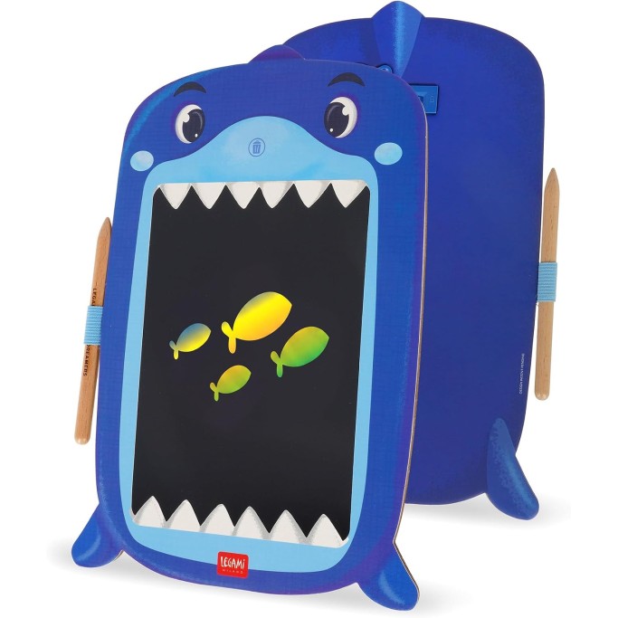 Legami, Lavagna shark, squalo portatile LCD in Cartone, 1 Matita, Tratto Multicolore