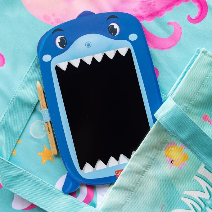 Legami, Lavagna shark, squalo portatile LCD in Cartone, 1 Matita, Tratto Multicolore