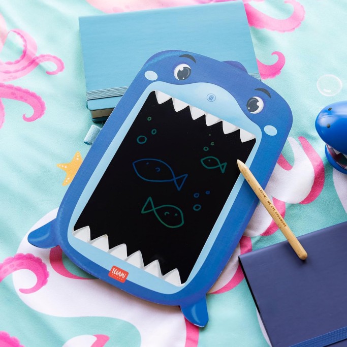 Legami, Lavagna shark, squalo portatile LCD in Cartone, 1 Matita, Tratto Multicolore