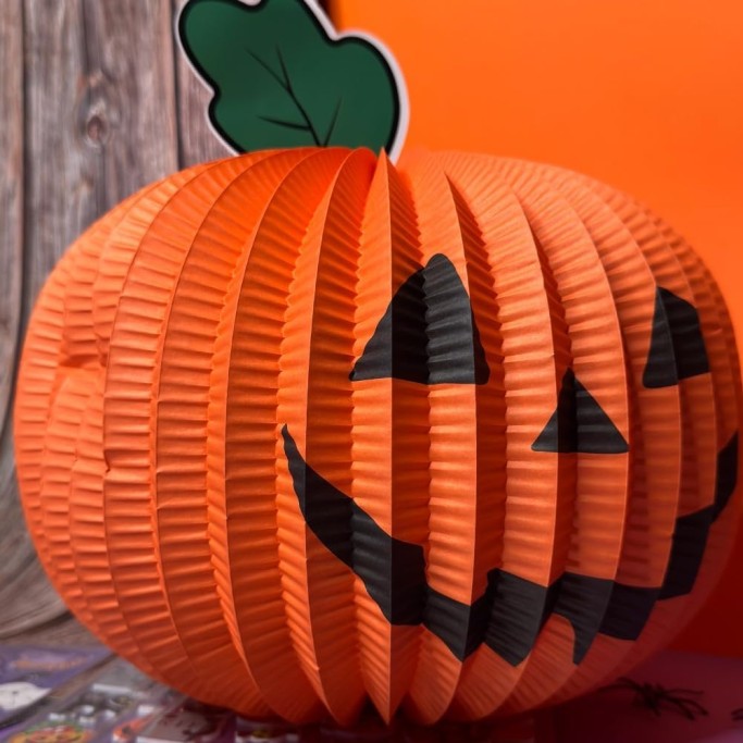 Tinta Unita, Kit 2 Festoni Halloween, Decorazione in Carta Richiudibile, Varianti Zucca e Spider