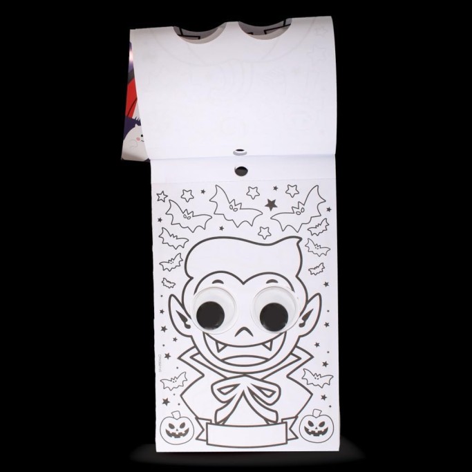 Tinta Unita, Set 2 Coloring e Stickers Halloween, Album da Colorare con 36 Adesivi