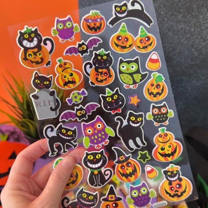 Tinta Unita, KIT 3 Stickers di Halloween in versione glitter o fluorescenti