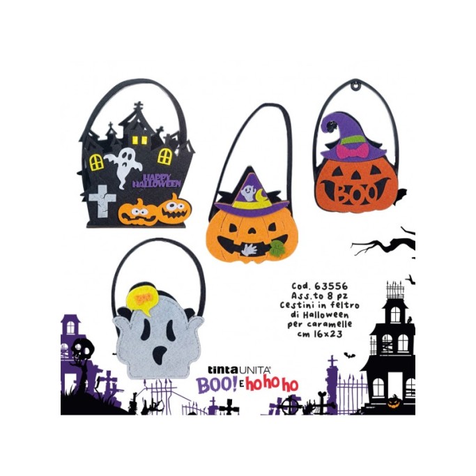 Tinta Unita, Cestino in feltro Halloween Dolcetto o scherzetto per caramelle