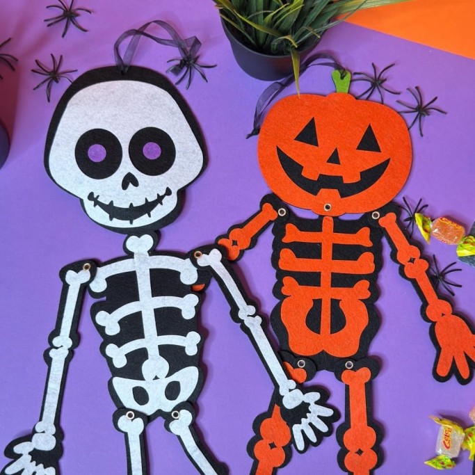 Tinta Unita,Set 2 Pezzi Decorazioni Halloween in Feltro da Appendere, 50 cm