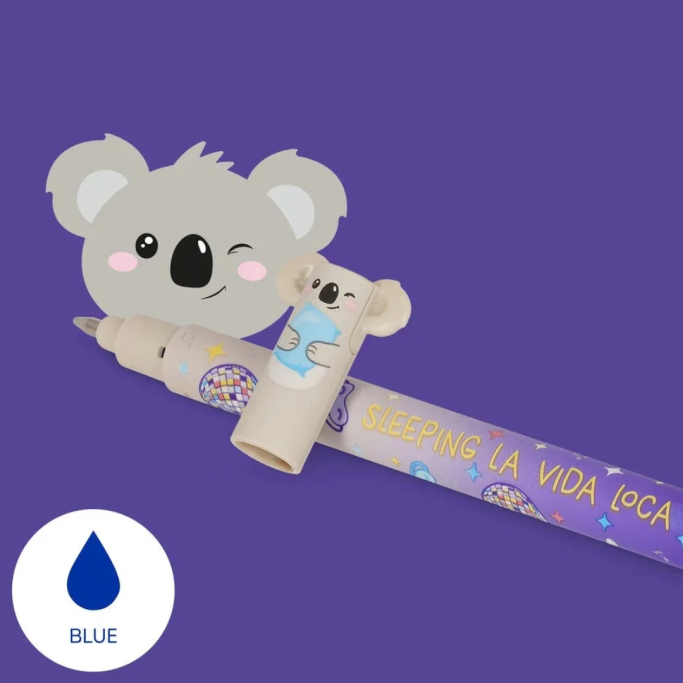 Legami, Penna a inchiostro gel cancellabile Koala "Sleeping la Vida Loca", inchiostro blu