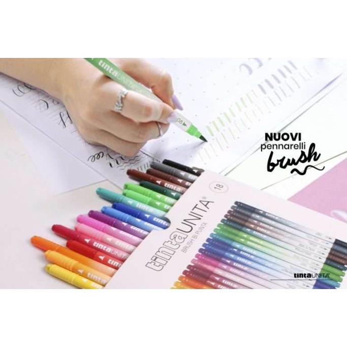 Tinta Unita, 18 Pennarelli Brush Bi Punta