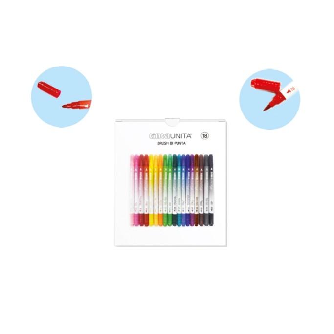 Tinta Unita, 18 Pennarelli Brush Bi Punta