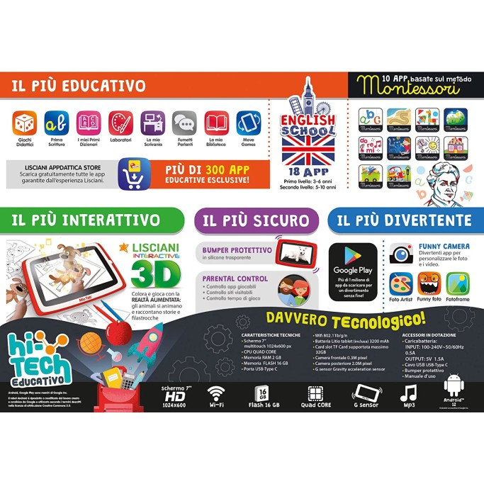 Lisciani-Mio Tab 7'' Evolution 2022, Bambini 6-12 Anni