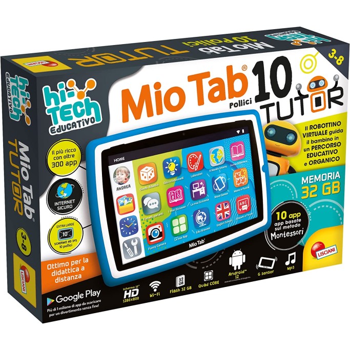 Lisciani-Mio Tab 10" Tutor XL 2022, Bambini 3-8 Anni