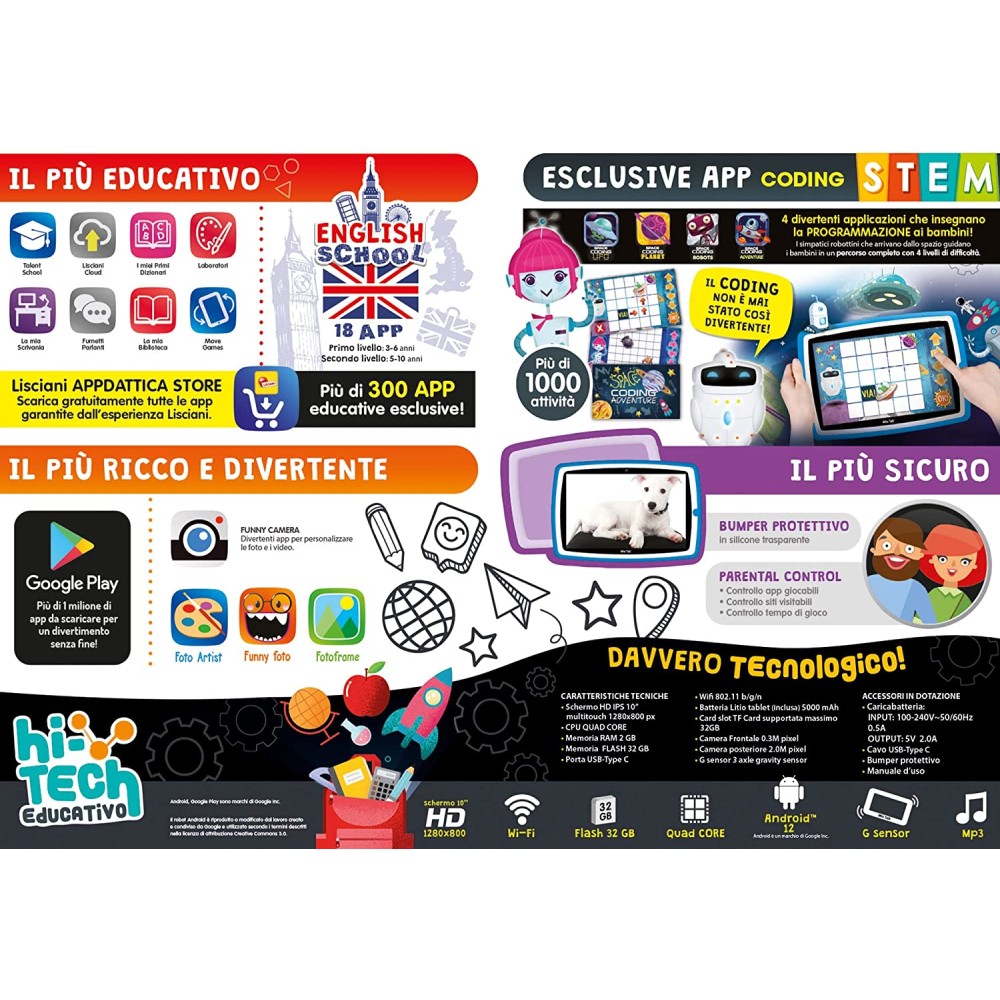 Vetro Touchscreen Per Tablet Lisciani Mio Tab 10 - Ricambio Digitizer Con Biadesivo