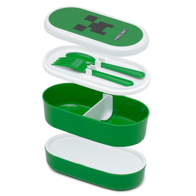 Set di Contenitori per Alimenti Bento con Posate Creeper Minecraft