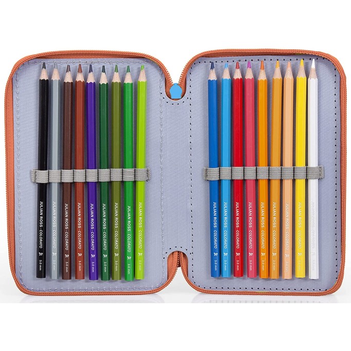 Stitch Astuccio Triplo Riempito, 44 Accessori Scuola, 3 Zip