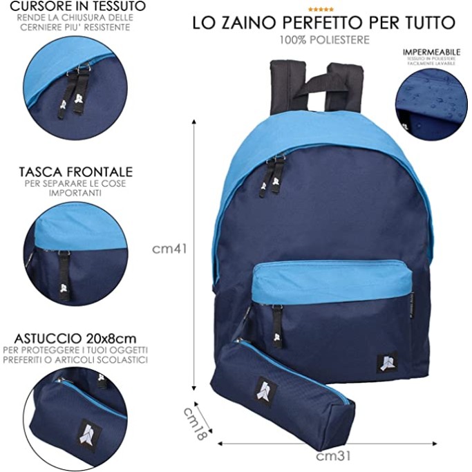 Julian Ross Zaino 43cm 24L + Astuccio azzurro navy