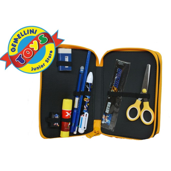 Astuccio tre zip Sonic Blu Tre Piani Reparti Completo