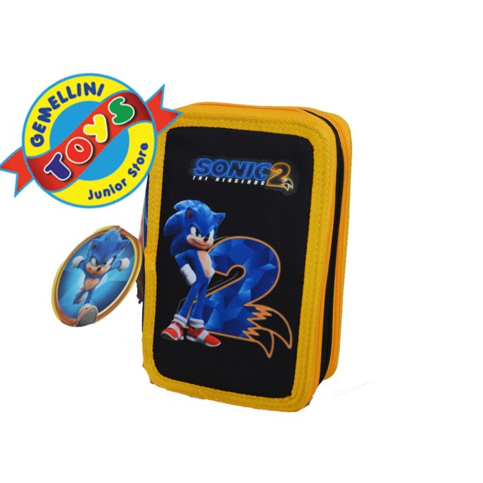 Astuccio tre zip Sonic Blu Tre Piani Reparti Completo