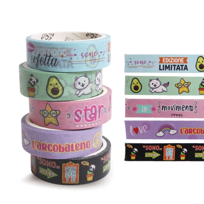 Tinta Unita, set 5 nastri adesivi per decorare tutti i tuoi accessori