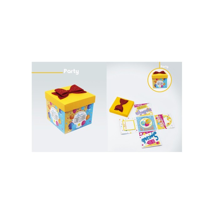 Scatola sorpresa Skatush Box Cm. 11x11x11 con fiocco glitter