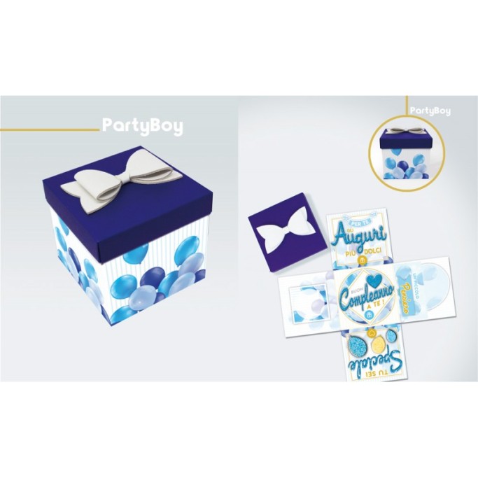 Scatola sorpresa Skatush Box Cm. 11x11x11 con fiocco glitter