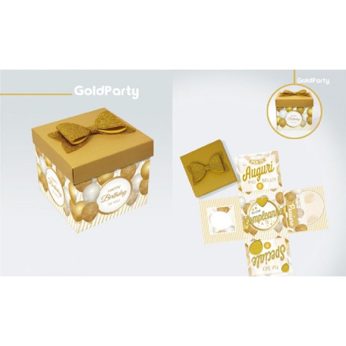 Scatola sorpresa Skatush Box Cm. 11x11x11 con fiocco glitter