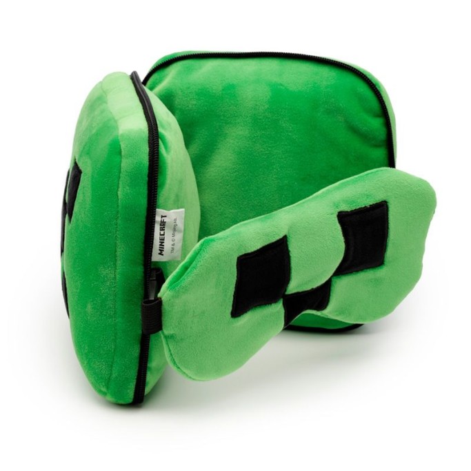 CUSCINO DA VIAGGIO CON MASCHERA CREEPER MINECRAFT