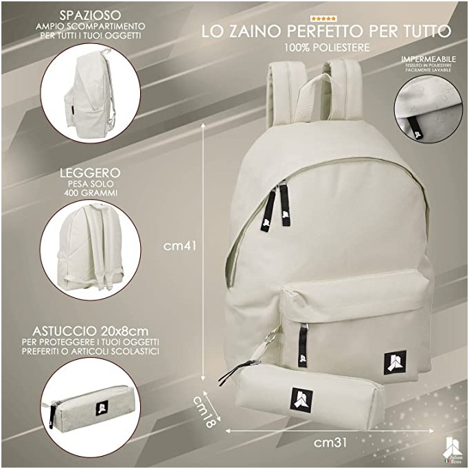Julian Ross Zaino 43cm 24L + Astuccio, Bianco