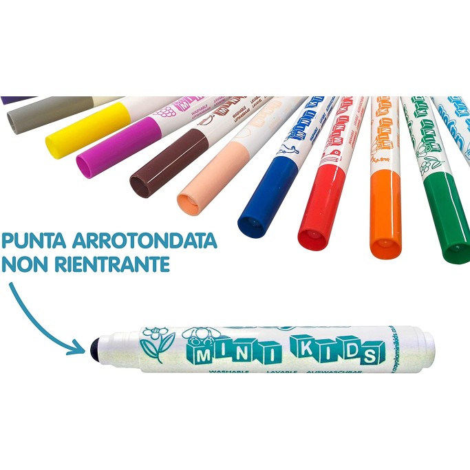 12 PENNARELLI LAVABILI CON PUNTA ARROTONDATA