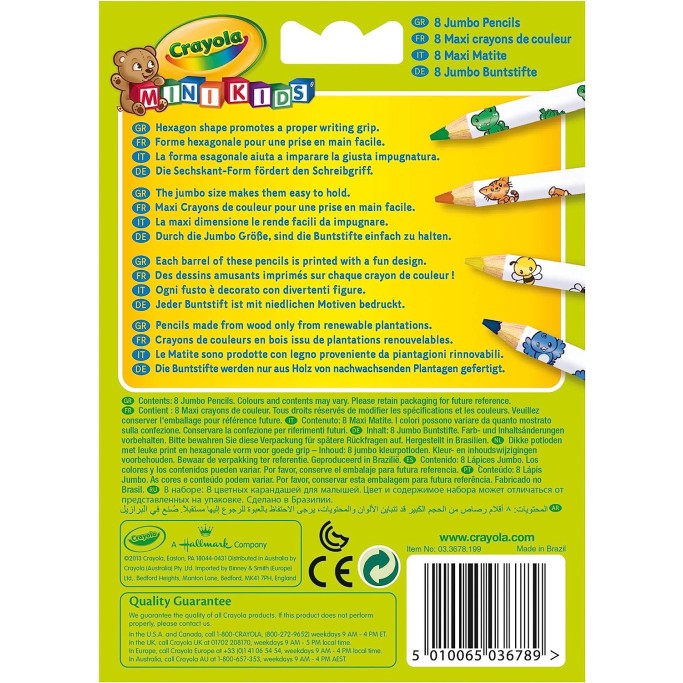 8 PEZZI MINI KIDS CRAYOLA MAXI MATITONI