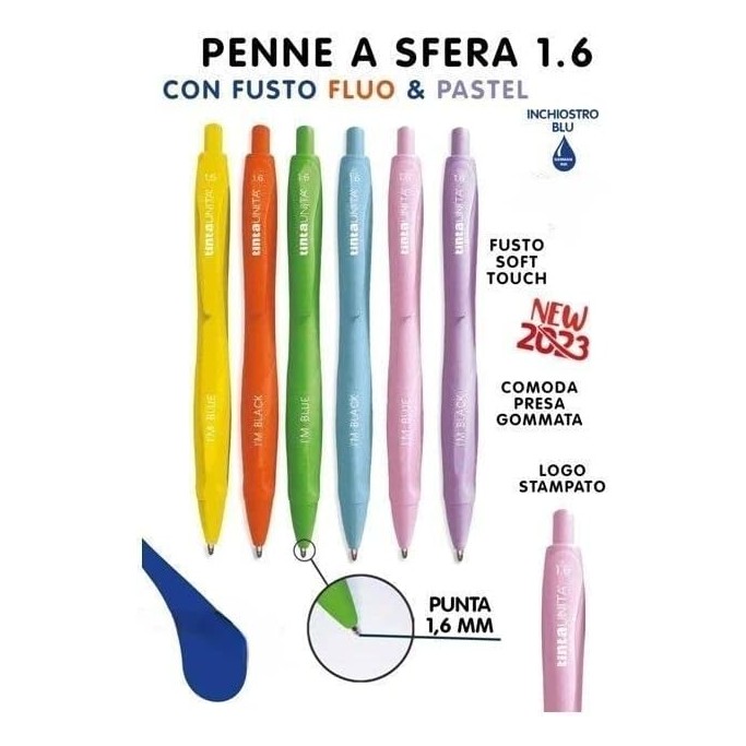 Penna a Sfera Punta 1,6 mm Blu/ nera Tinta unita