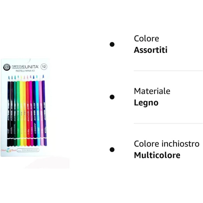 PASTELLI TINTA UNITA DA 12 MINA, 4 MM