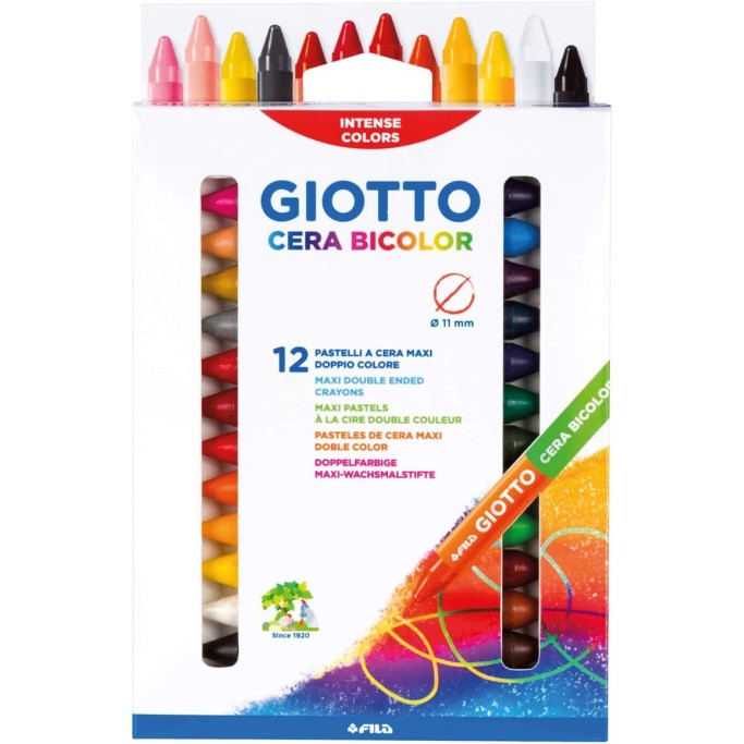 GIOTTO pastelli a Cera Bicolore, 12 pezzi