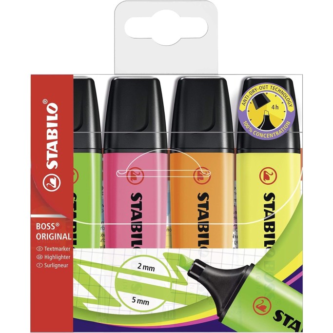 Evidenziatore STABILO BOSS ORIGINAL Astuccio da 4
