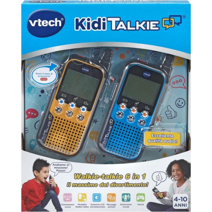 Walkie Talkie Bambini 6 in 1, 2 Walkie-Talkie con Connessione Protetta
