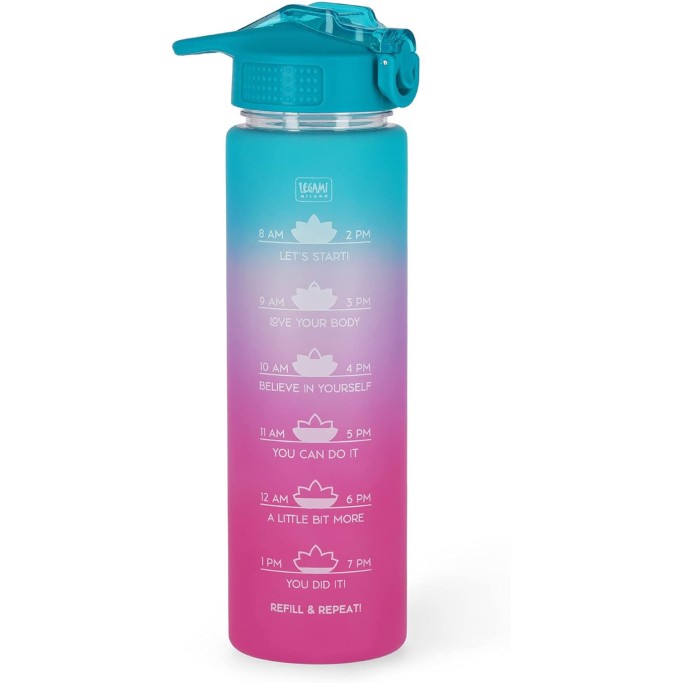 Legami, Borraccia motivazionale, Leggera, Resistente agli urti, Chiusura ermetica, priva di BPA, con Cannuccia, 1 L
