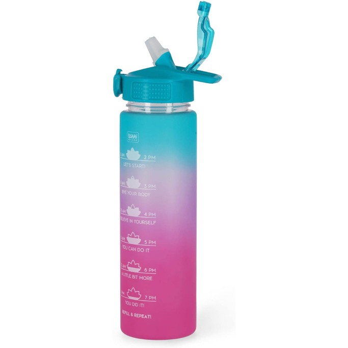Legami, Borraccia motivazionale, Leggera, Resistente agli urti, Chiusura ermetica, priva di BPA, con Cannuccia, 1 L
